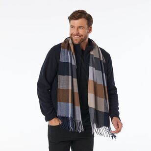 JC Lanyon Men's Multi Plaid Scarf Black Multicoloured One Size