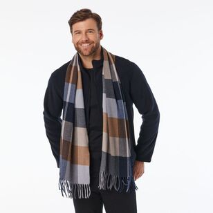 JC Lanyon Men's Multi Plaid Scarf Black Multicoloured One Size