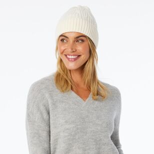 Khoko Women's Cable Knit Beanie Cream One Size