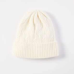 Khoko Women's Cable Knit Beanie Cream One Size