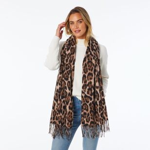 Khoko Leopard Scarf Tan