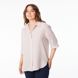 Khoko Collection Women's Oversized Linen Shirt Biscuit