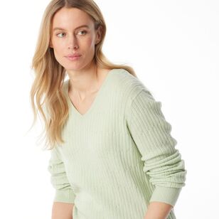 Khoko Collection Women's Soft Knit Cable Jumper Mint