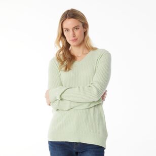 Khoko Collection Women's Soft Knit Cable Jumper Mint