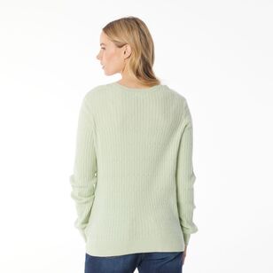 Khoko Collection Women's Soft Knit Cable Jumper Mint