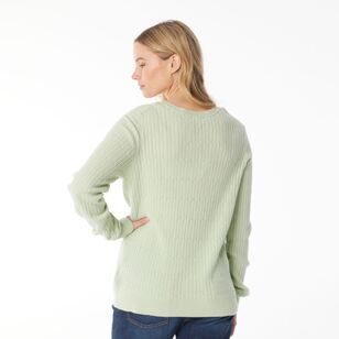 Khoko Collection Women's Soft Knit Cable Jumper Mint