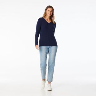 Khoko Collection Women's Soft Knit Cable Jumper Navy