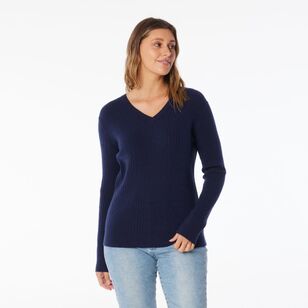 Khoko Collection Women's Soft Knit Cable Jumper Navy