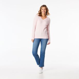 Khoko Collection Women's Soft Knit Cable Jumper Soft Pink