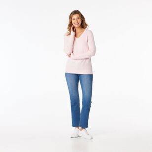 Khoko Collection Women's Soft Knit Cable Jumper Soft Pink