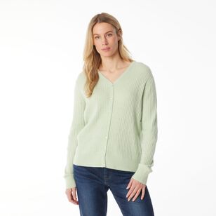 Khoko Collection Women's Soft Knit Cable Cardigan Mint