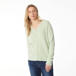 Khoko Collection Women's Soft Knit Cable Cardigan Mint