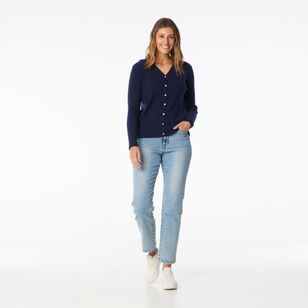 Khoko Collection Women's Soft Knit Cable Cardigan Navy