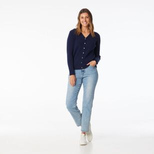 Khoko Collection Women's Soft Knit Cable Cardigan Navy