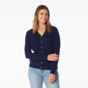 Khoko Collection Women's Soft Knit Cable Cardigan Navy