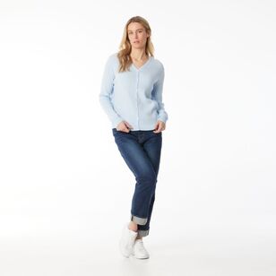 Khoko Collection Women's Soft Knit Cable Cardigan Pale Blue