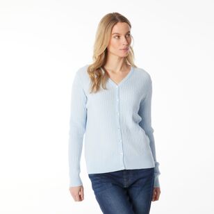 Khoko Collection Women's Soft Knit Cable Cardigan Pale Blue