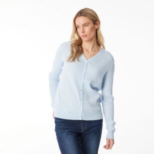 Khoko Collection Women's Soft Knit Cable Cardigan Pale Blue