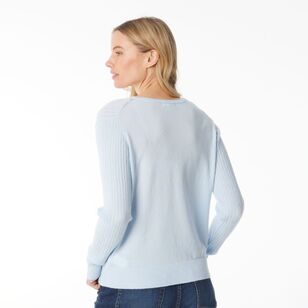 Khoko Collection Women's Soft Knit Cable Cardigan Pale Blue