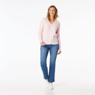 Khoko Collection Women's Soft Knit Cable Cardigan Soft Pink