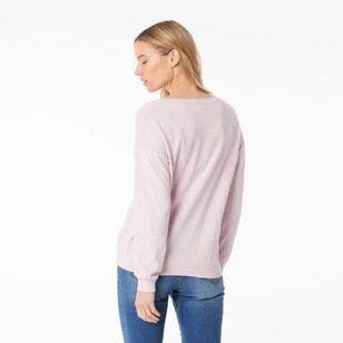 Khoko Collection Women's Cotton Jumper Pink Marle