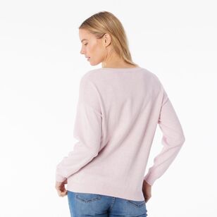 Khoko Collection Women's Cotton Jumper Pink Marle