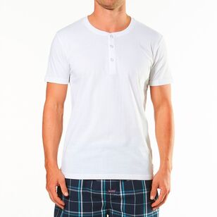 Mitch Dowd Men's Short Sleeve Henley Tee White