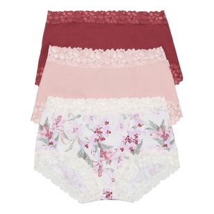 Jockey Women's Parisienne Cotton Full Brief 3 Pack White & Pink