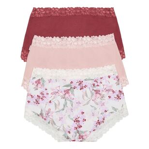 Jockey Women's Parisienne Cotton Full Brief 3 Pack White & Pink