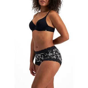 Jockey Women's Parisienne Classic Full Brief Floral Print Black & White