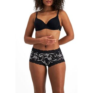 Jockey Women's Parisienne Classic Full Brief Floral Print Black & White