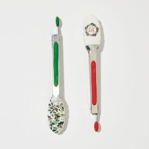 Cooking With Colour 7" Christmas Locking Tongs 2 Pack