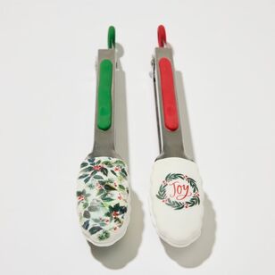 Cooking With Colour 7" Christmas Locking Tongs 2 Pack