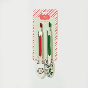 Cooking With Colour 7" Christmas Locking Tongs 2 Pack