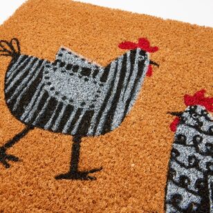 Soren Chickens Coir Doormat 45 x 75 cm Multicoloured