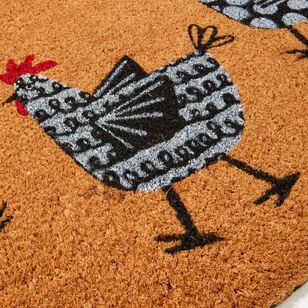 Soren Chickens Coir Doormat 45 x 75 cm Multicoloured