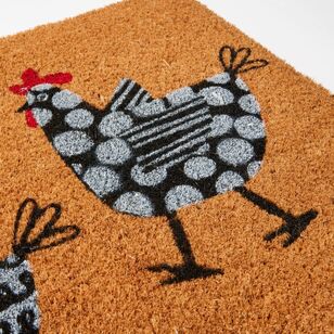 Soren Chickens Coir Doormat 45 x 75 cm Multicoloured