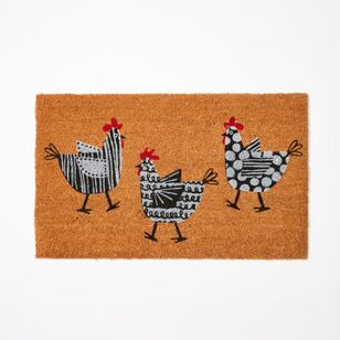 Soren Chickens Coir Doormat 45 x 75 cm Multicoloured