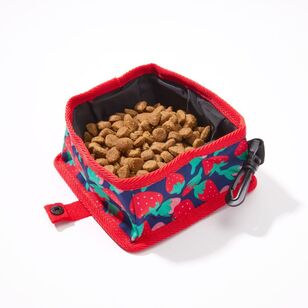 Mozi Pet Strawberry Travel Foldable Bowl Red