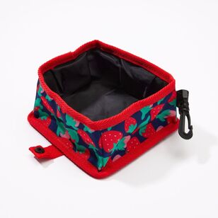 Mozi Pet Strawberry Travel Foldable Bowl Red