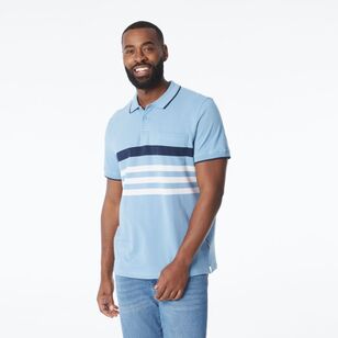 JC Lanyon Men's Elwick Chest Stripe Polo Shirt Dust Blue