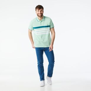 JC Lanyon Men's Elwich Chest Stripe Polo Shirt Green