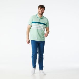 JC Lanyon Men's Elwick Chest Stripe Polo Shirt Green