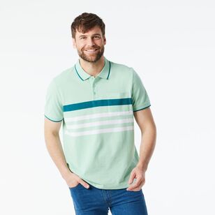 JC Lanyon Men's Elwich Chest Stripe Polo Shirt Green