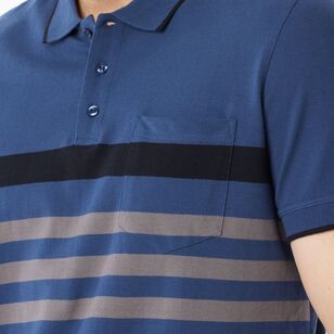 JC Lanyon Men's Elwich Chest Stripe Polo Shirt Navy