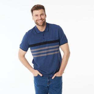 JC Lanyon Men's Elwich Chest Stripe Polo Shirt Navy