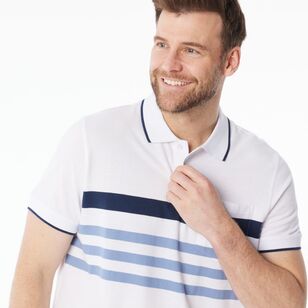 JC Lanyon Men's Elwick Chest Stripe Polo Shirt White