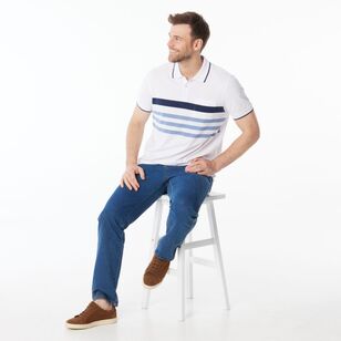 JC Lanyon Men's Elwick Chest Stripe Polo Shirt White