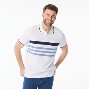 JC Lanyon Men's Elwich Chest Stripe Polo Shirt White