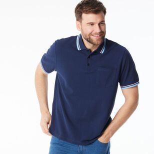 JC Lanyon Men's Douglas Short Sleeve Solid Coloured Polo Shirt Navy